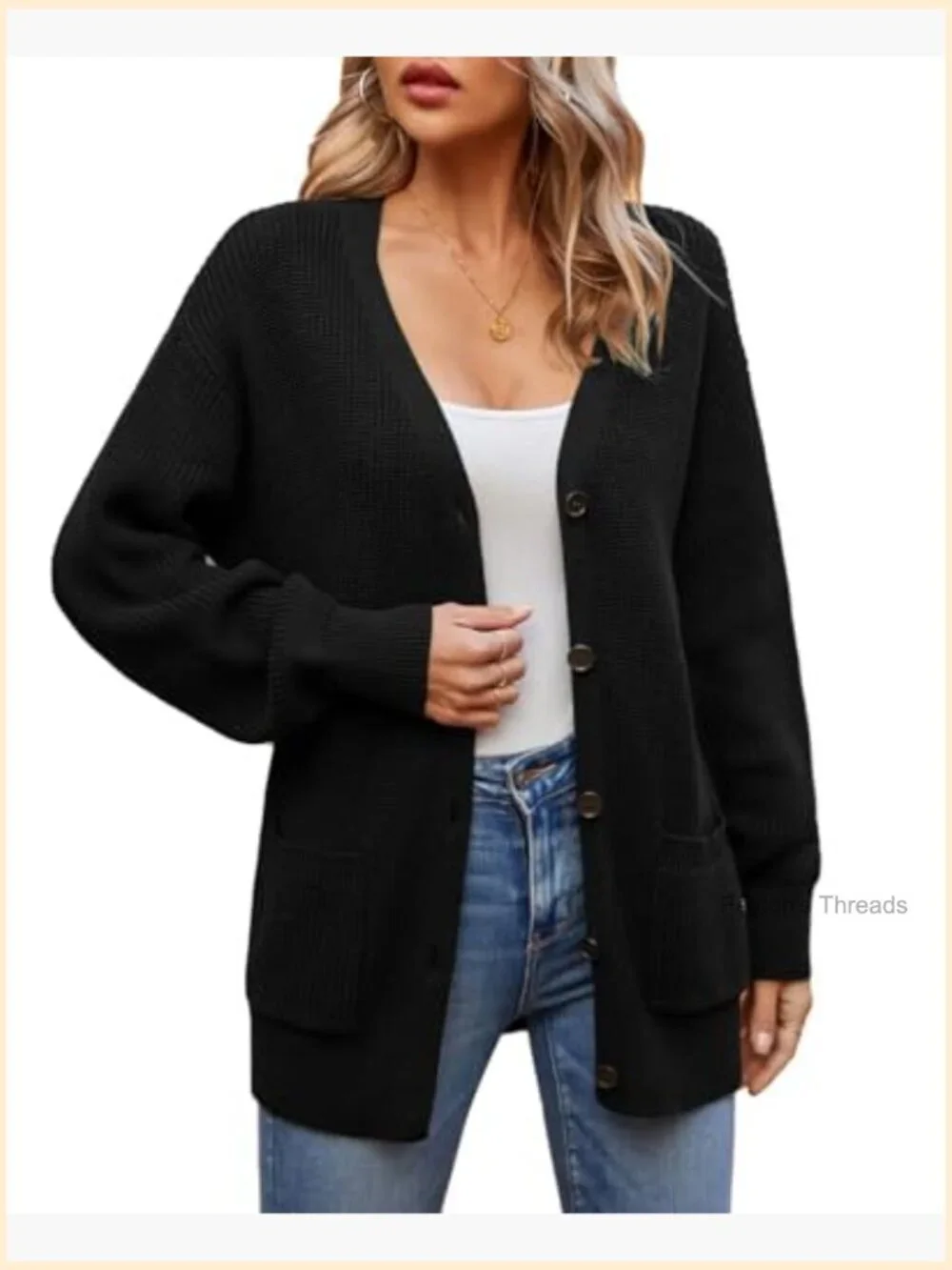 100% Cotton Oversized Cardigan Sweater with Pockets, Button Front